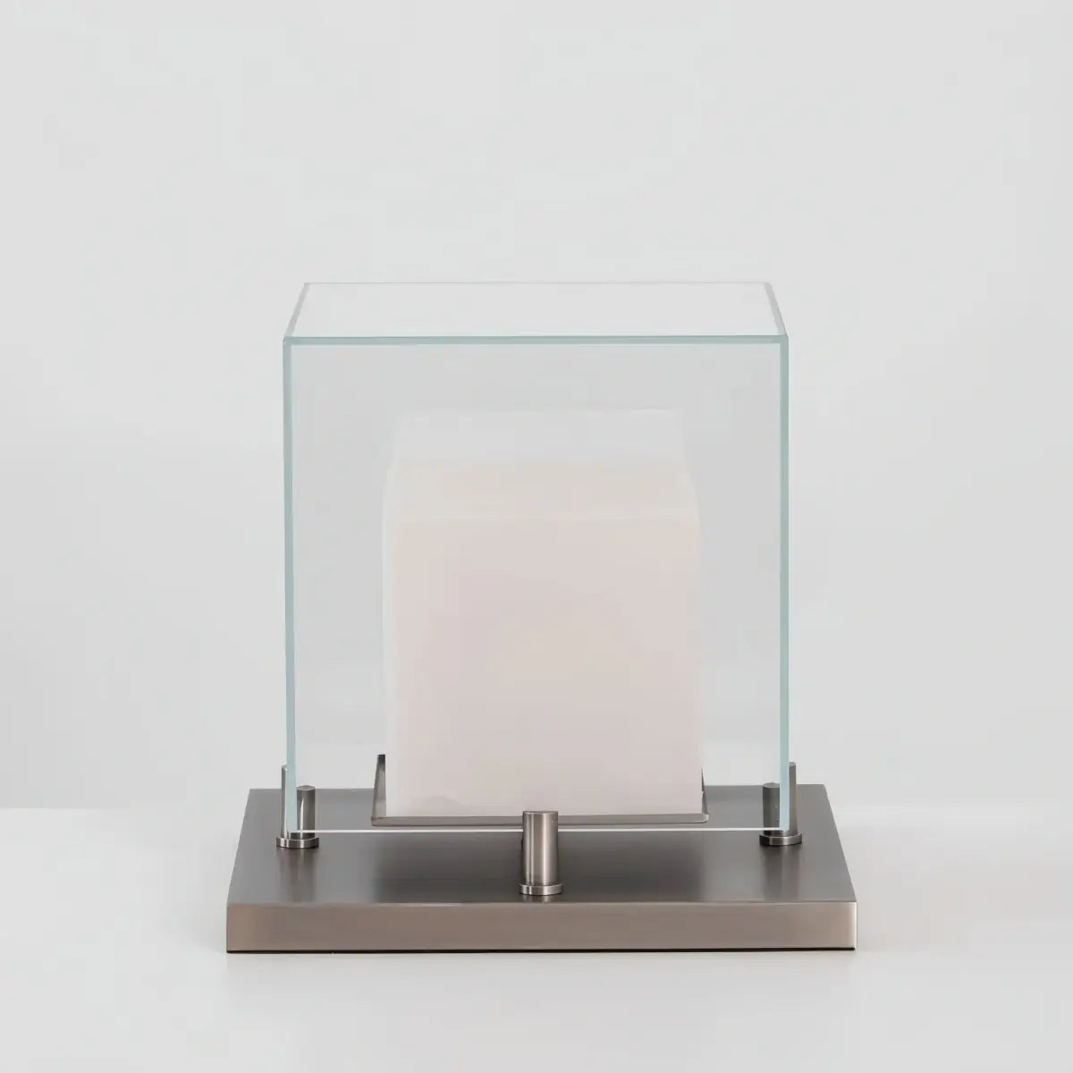 Alba Designer Table Lamp -- Glass & Alabaster with Stainless Steel for Living Room