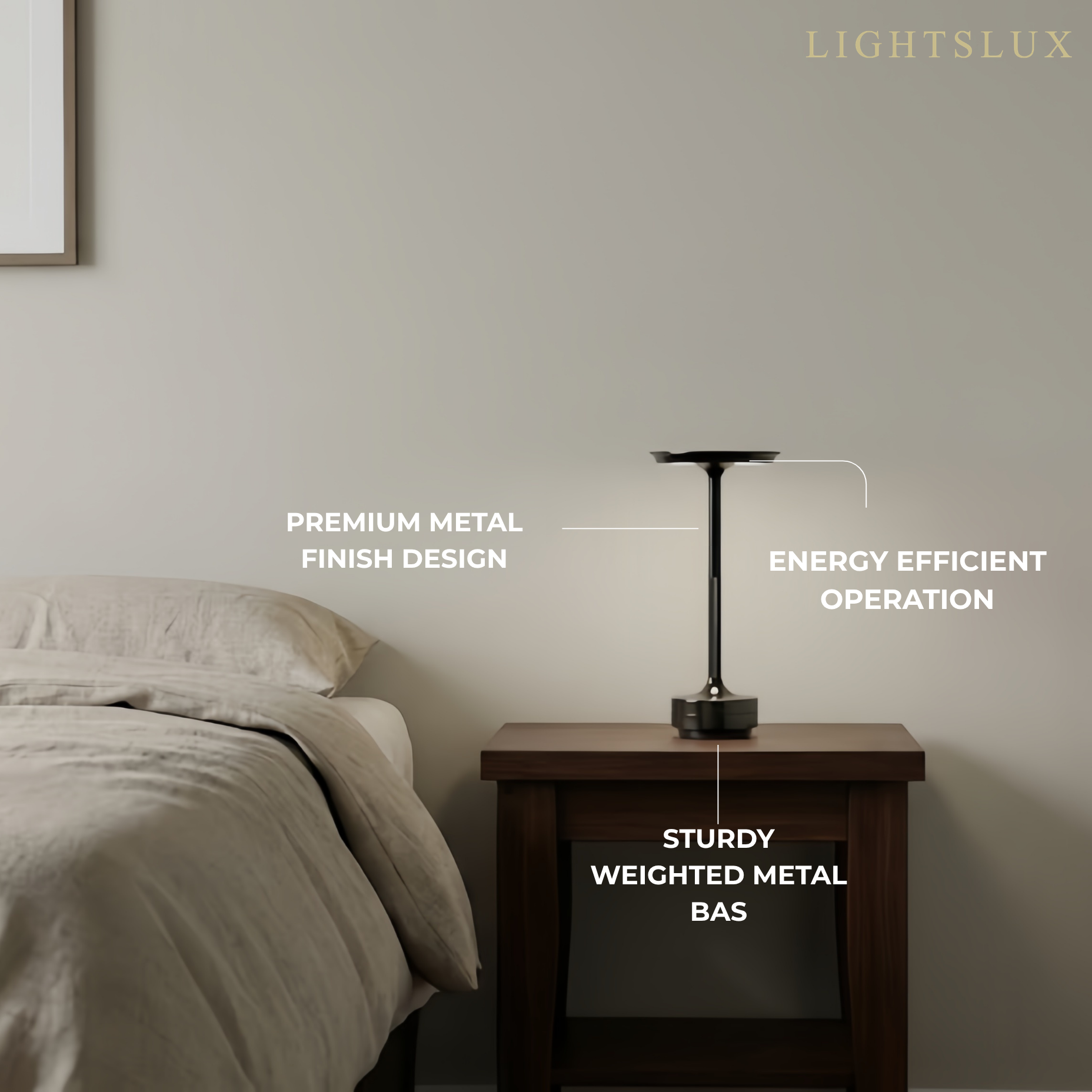 Arcato Modern Rechargeable Table Lamp – Touch Dimming & 3 Color Temperatures