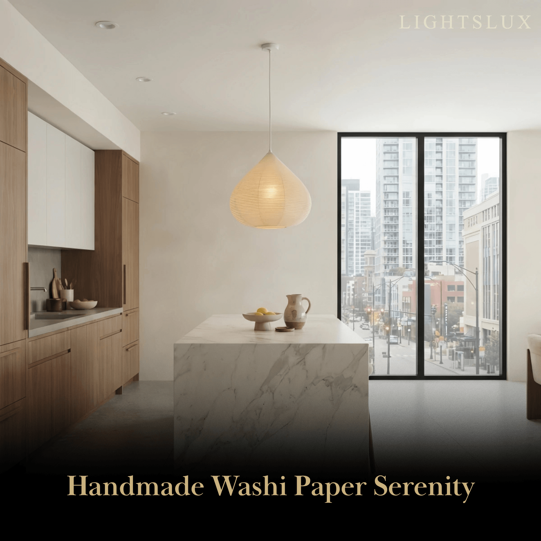 Zenno Japanese Pendant Light -- Handcrafted Parchment for Dining Room