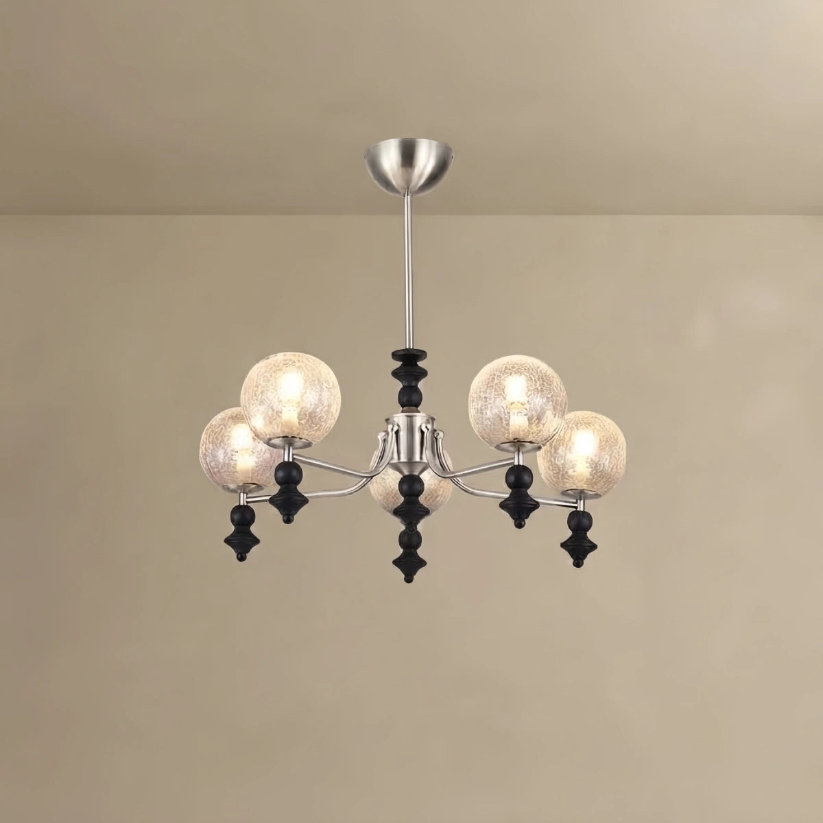 Velora Modern Natural Chandelier with Glass Shades for Living Spaces
