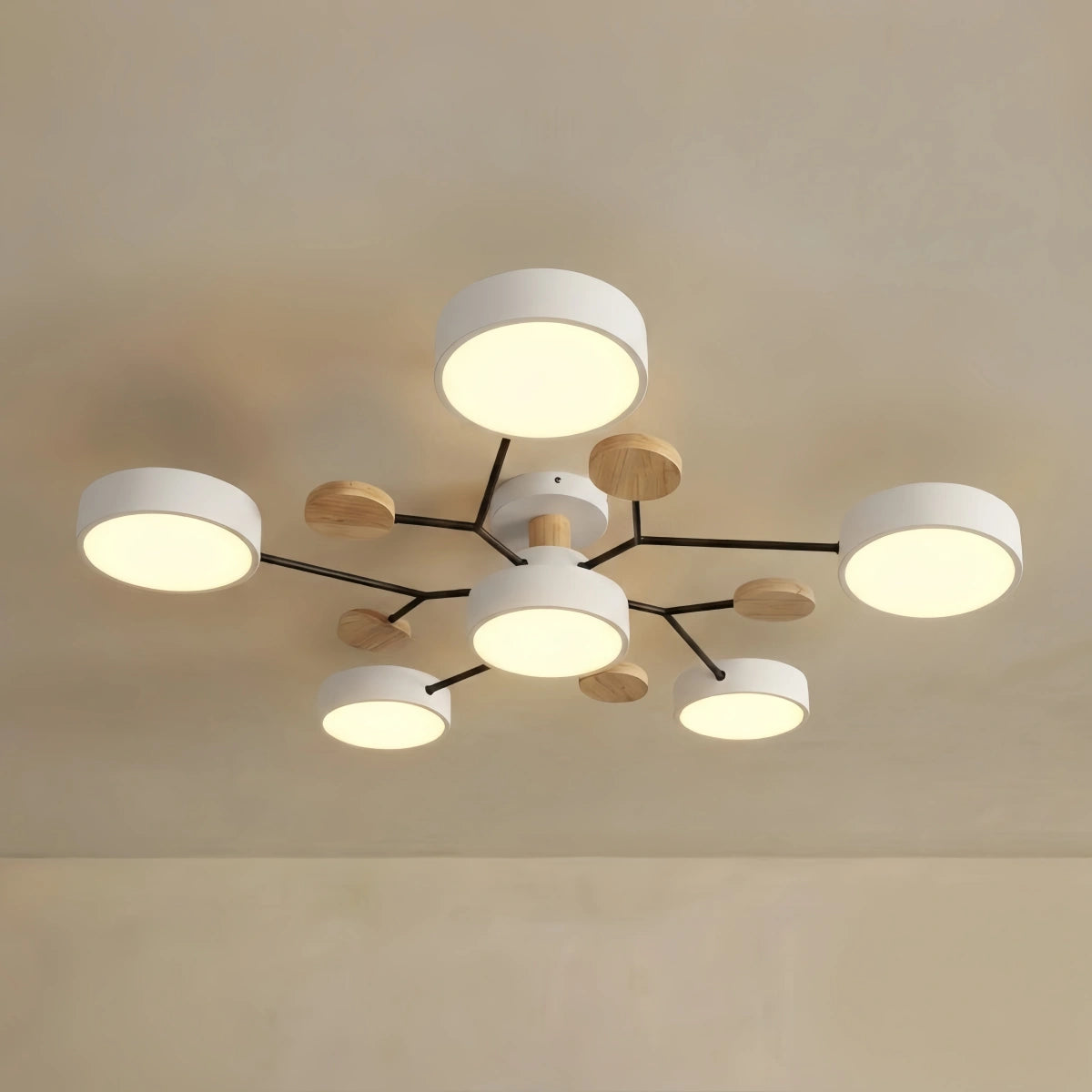 Arcato Modern Round Metal Ceiling Light - Multi-Head in Gray/Green/White for Living Room