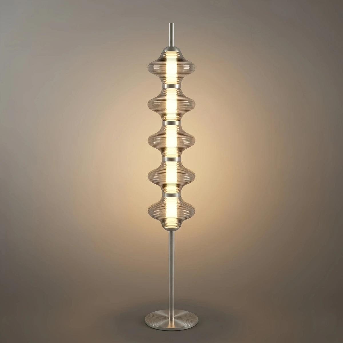 Vivara Modern Metal/Glass Floor Lamp - Orange Lantern Design for Bedroom