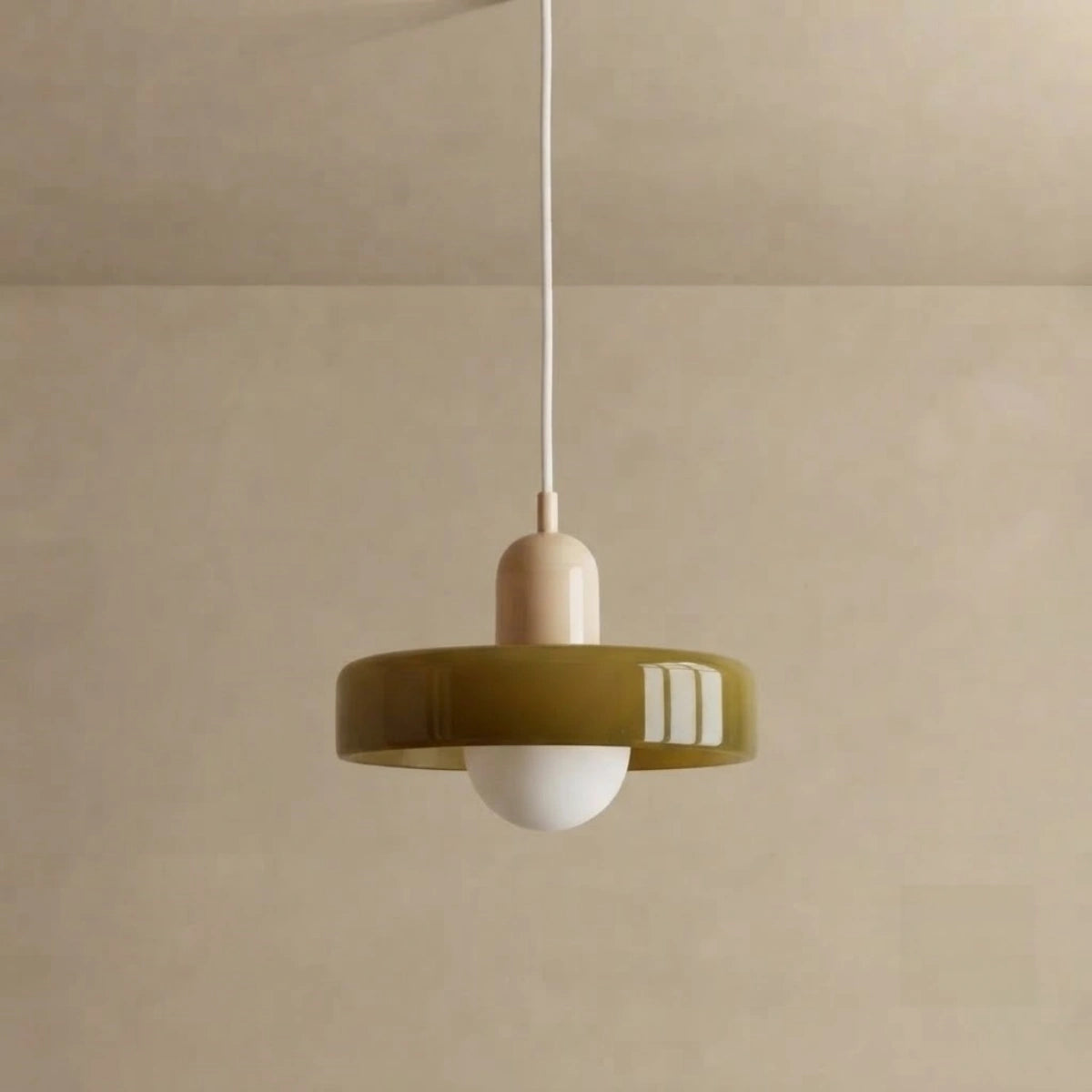 Pendant Light - Round Glass Shade for Living/Dining Room