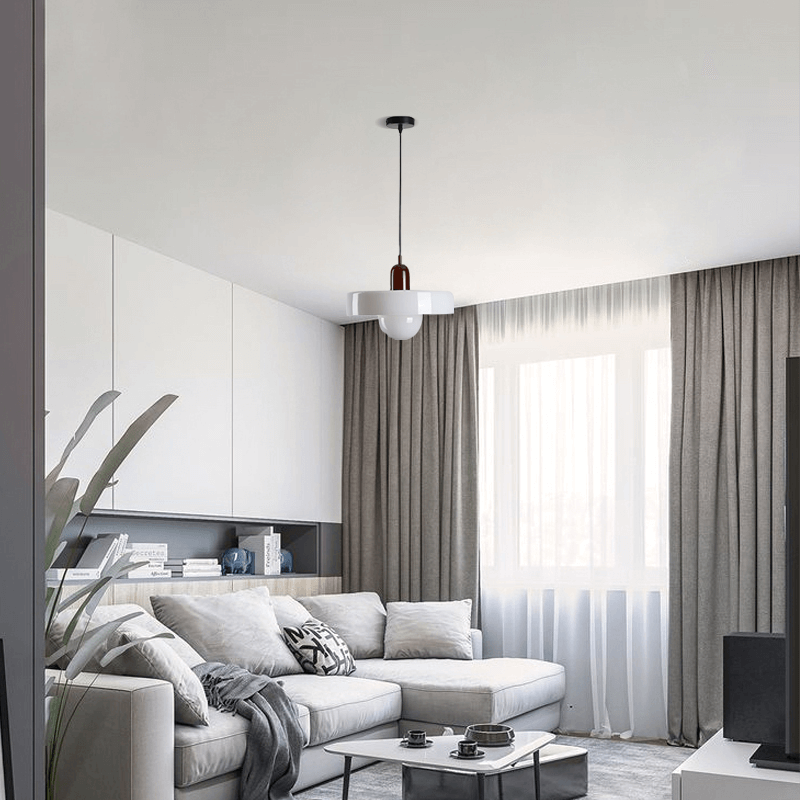 Morandi White Red Glass Pendant Light for Living Room