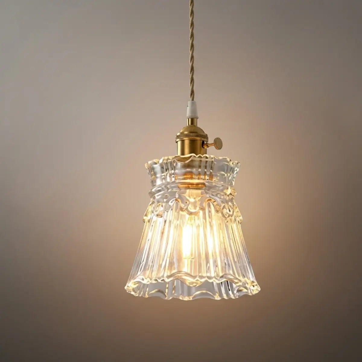 Pendant Light – Clear Blown Glass with Brass Finish for Bedroom
