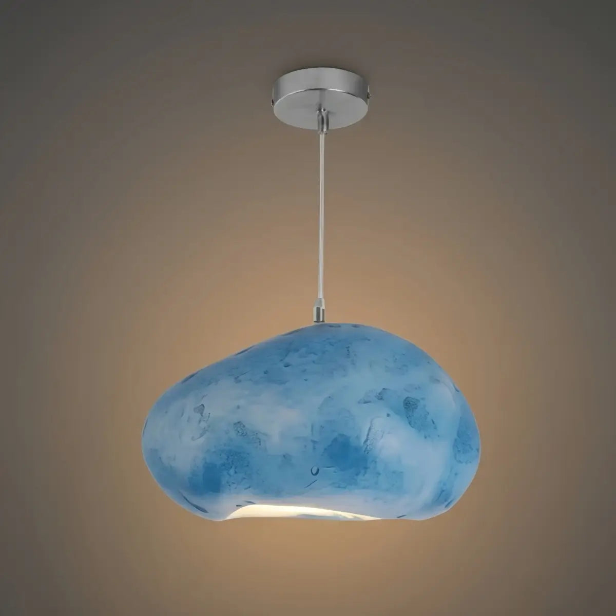 Morandia Art Deco Blue Pendant Light – Resin Bread-Shaped Design for Dining Room