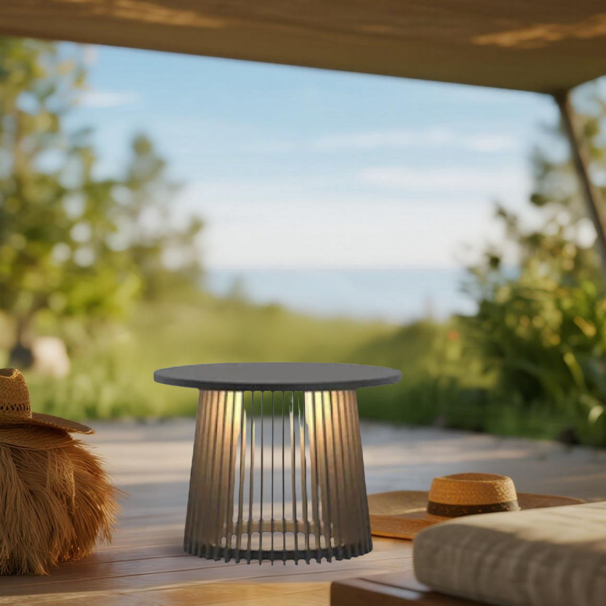 Modern Outdoor Floor Lamp - Black Metal