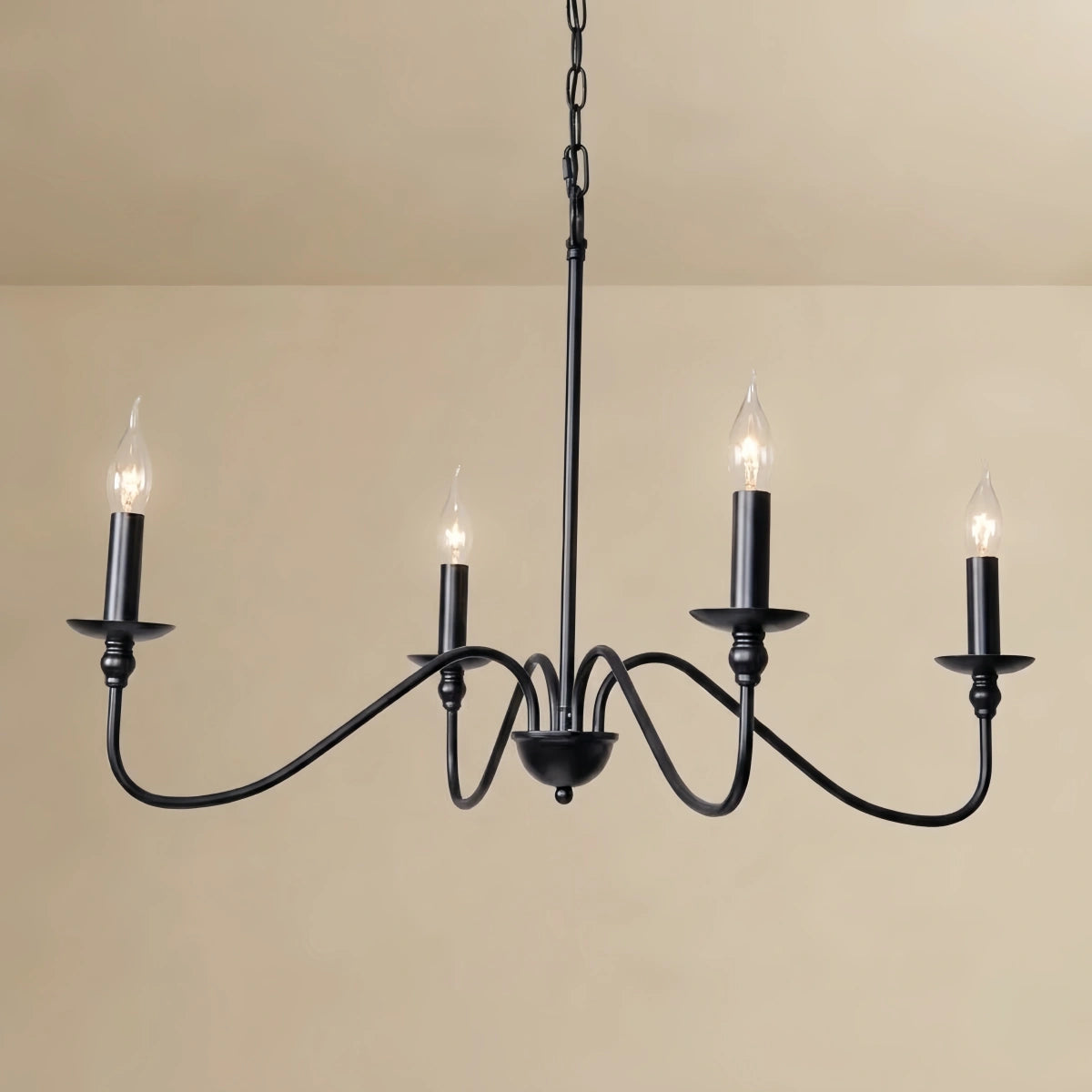 Excelis Royal Candle Chandelier - Black/Gold Metal for Bedroom