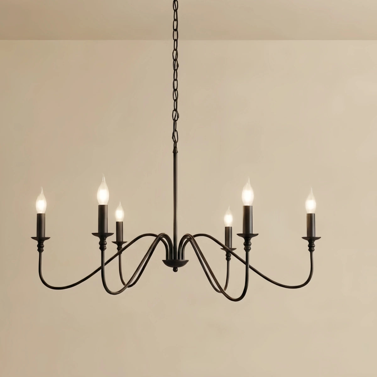 ECandle Chandelier - Black/Gold Metal for Bedroom