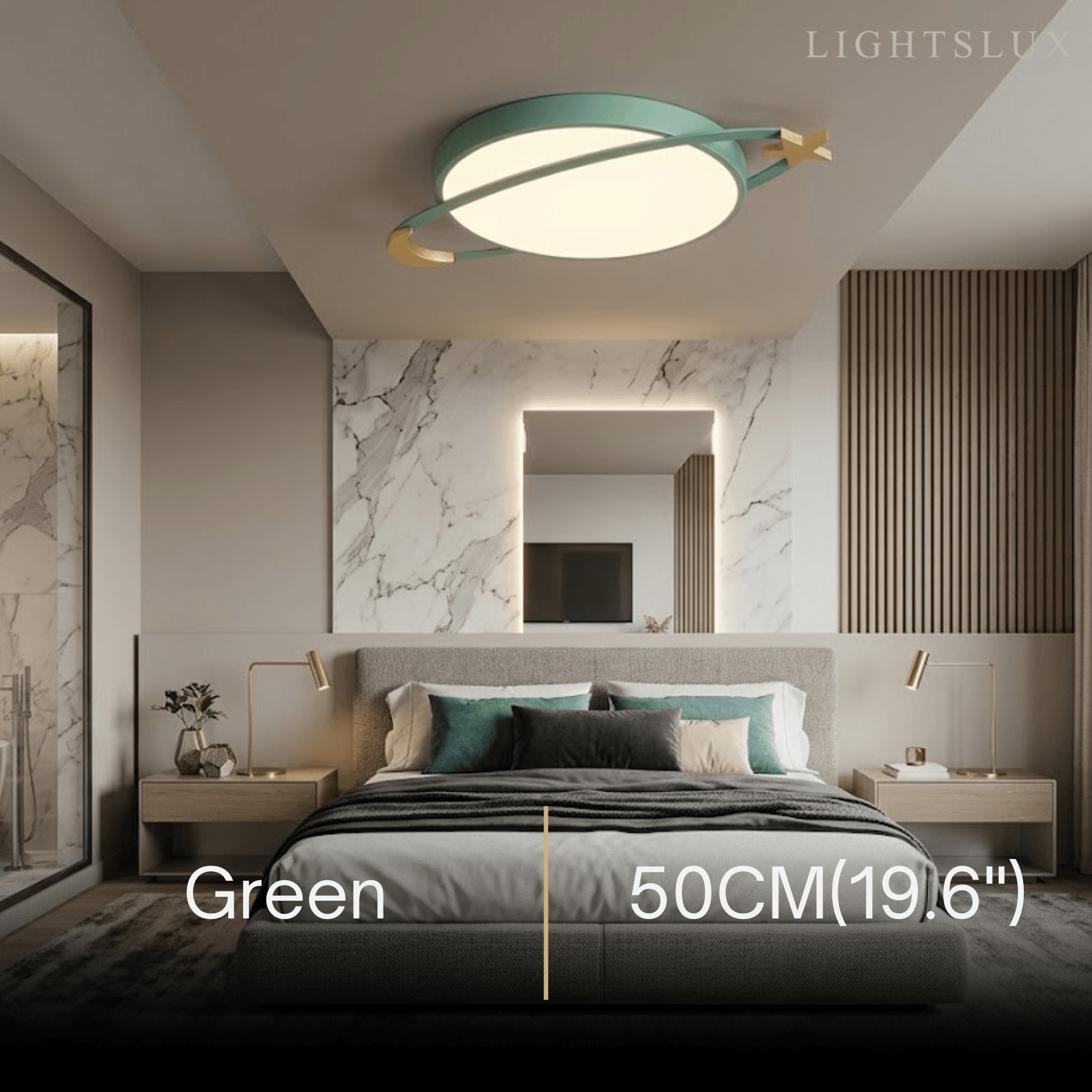 Vivara Modern Ceiling Light - Dimmable Grey/White/Green for Bedroom