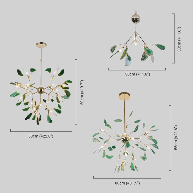 Excelis Art Deco Natural Agate Chandelier - Leaf