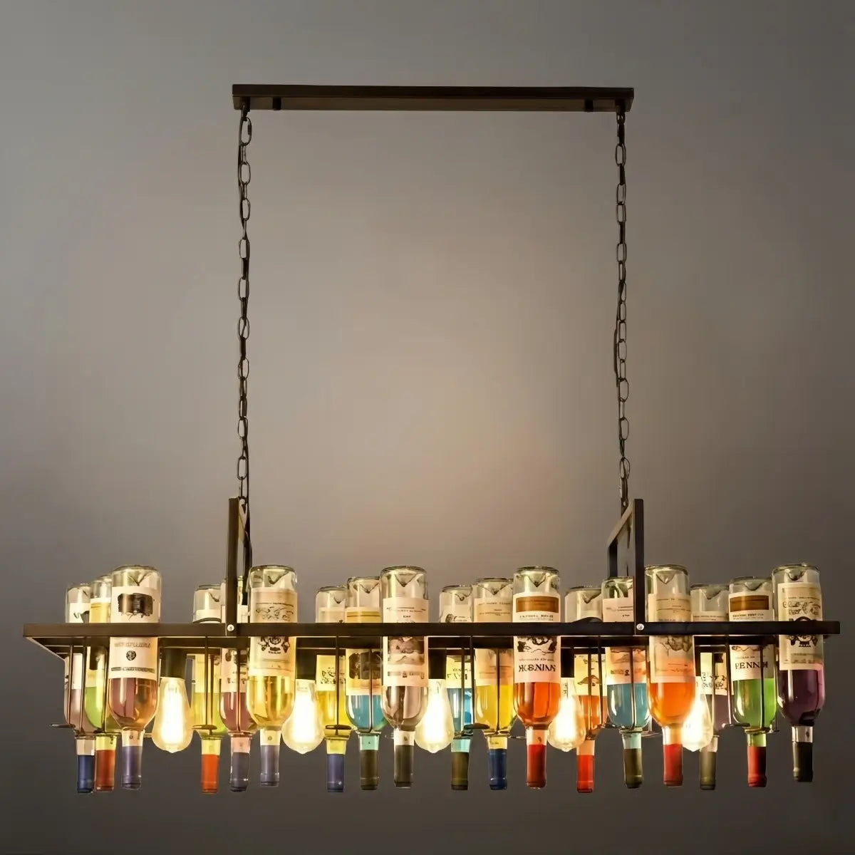 Arcato Art Deco Wine Bottle Pendant Light - Rust Glass Dining Room/Bar