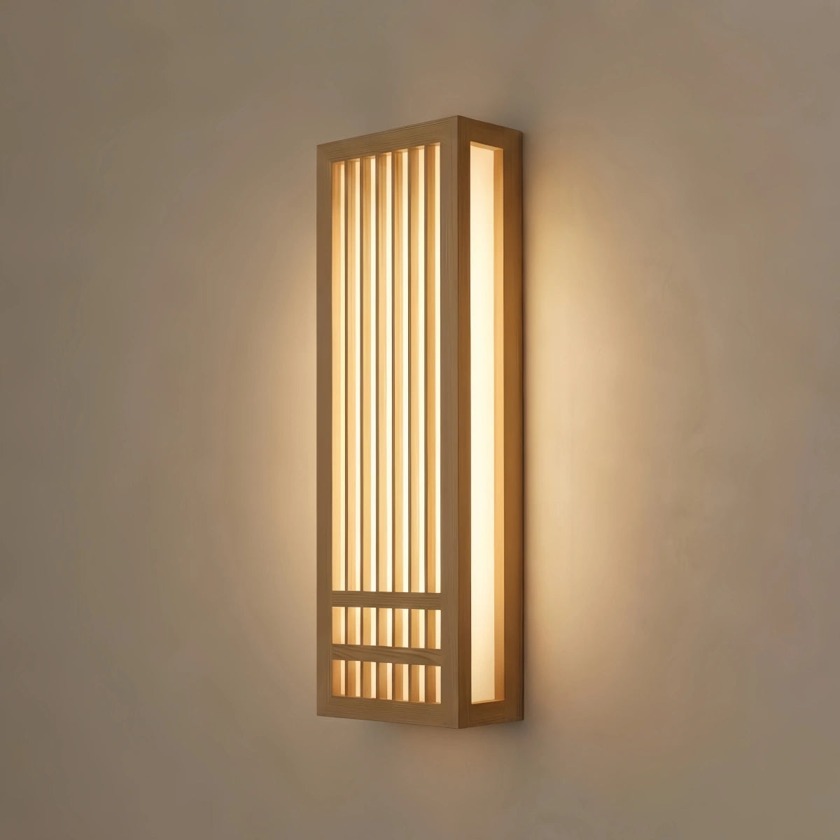 Wabi-sabi Wood Wall Lamp – Rectangular Log Color for Living Room/Bedroom