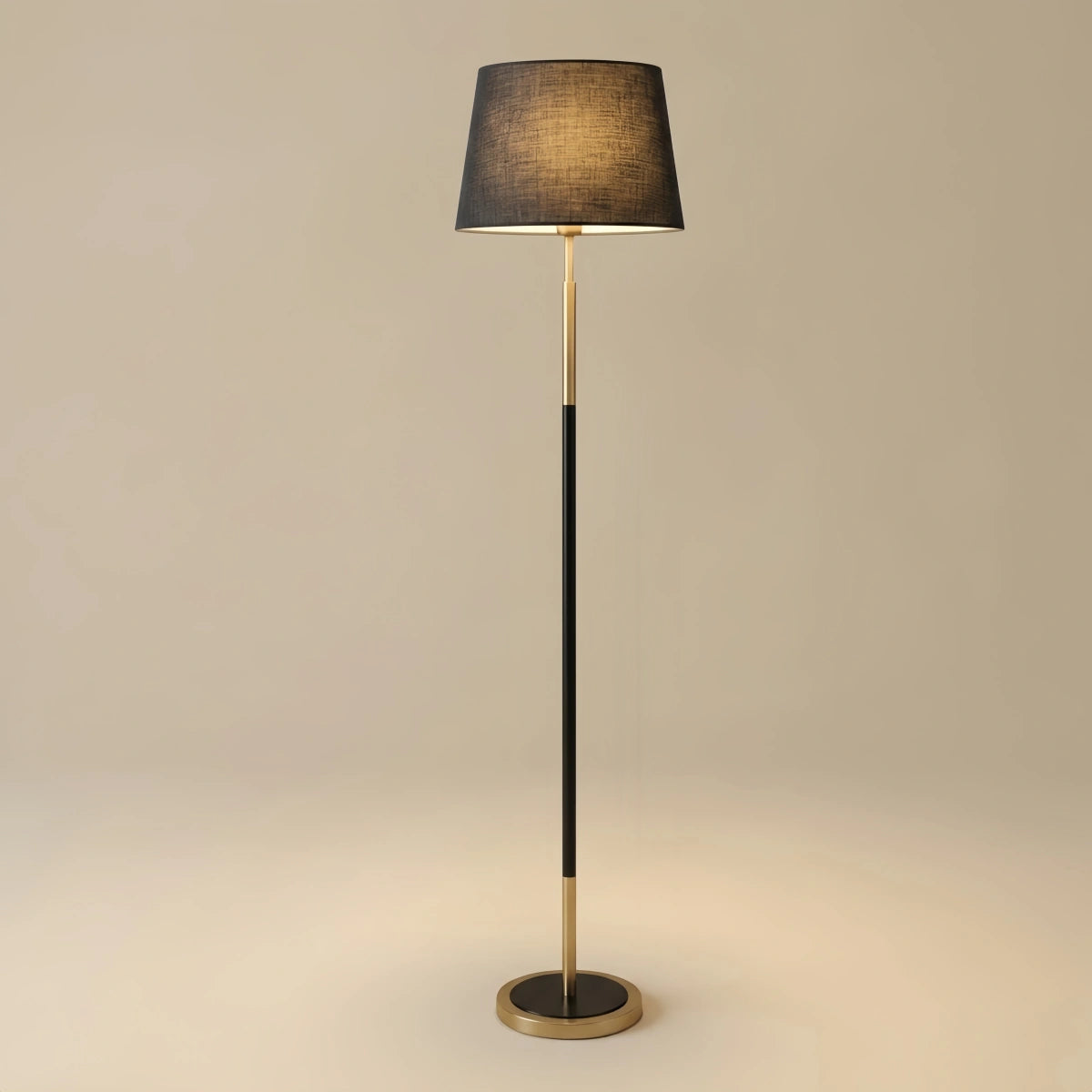 Modern Cylinder Fabric Floor Lamp — Metal Frame with Warm Glow Indoor