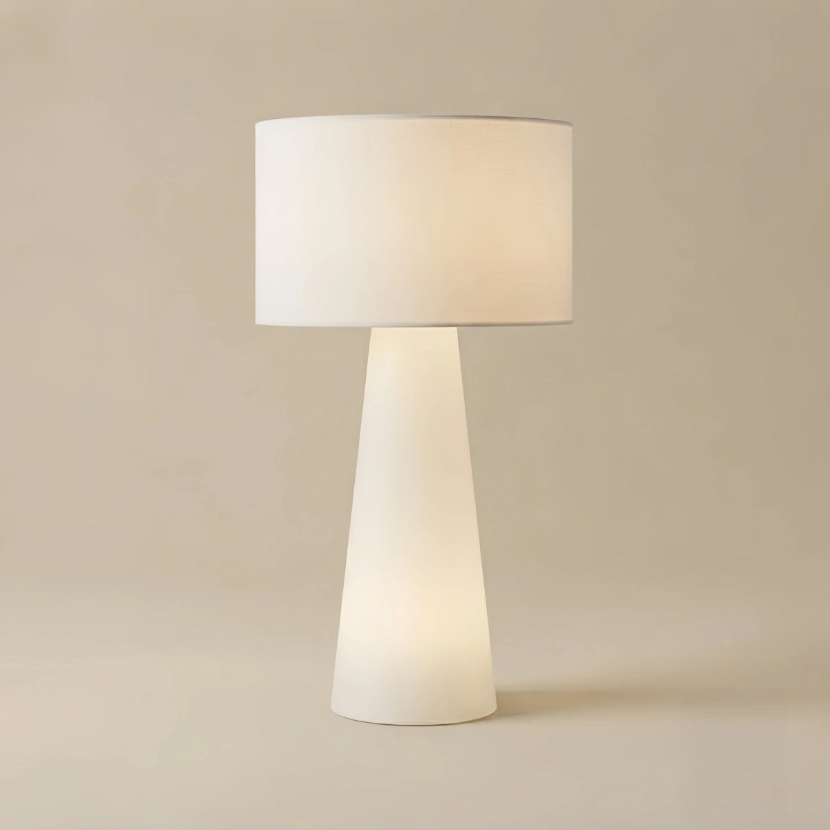 Lunara Minimalist Cylindrical Floor Lamp - White Metal & Fabric for Living Room