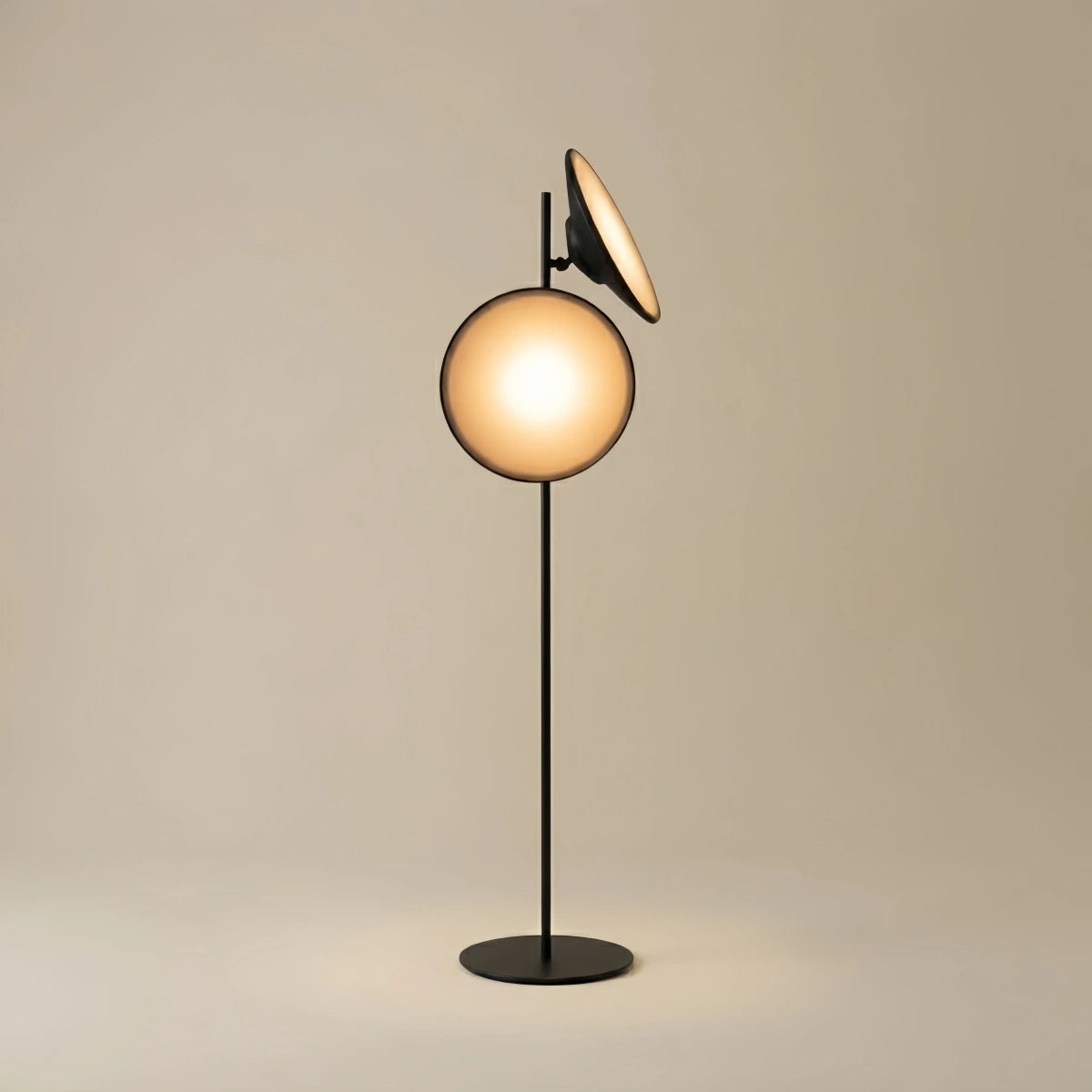 Stellar Modern Floor Lamp - Black Metal Trumpet with Adjustable Hood for Bedroom
