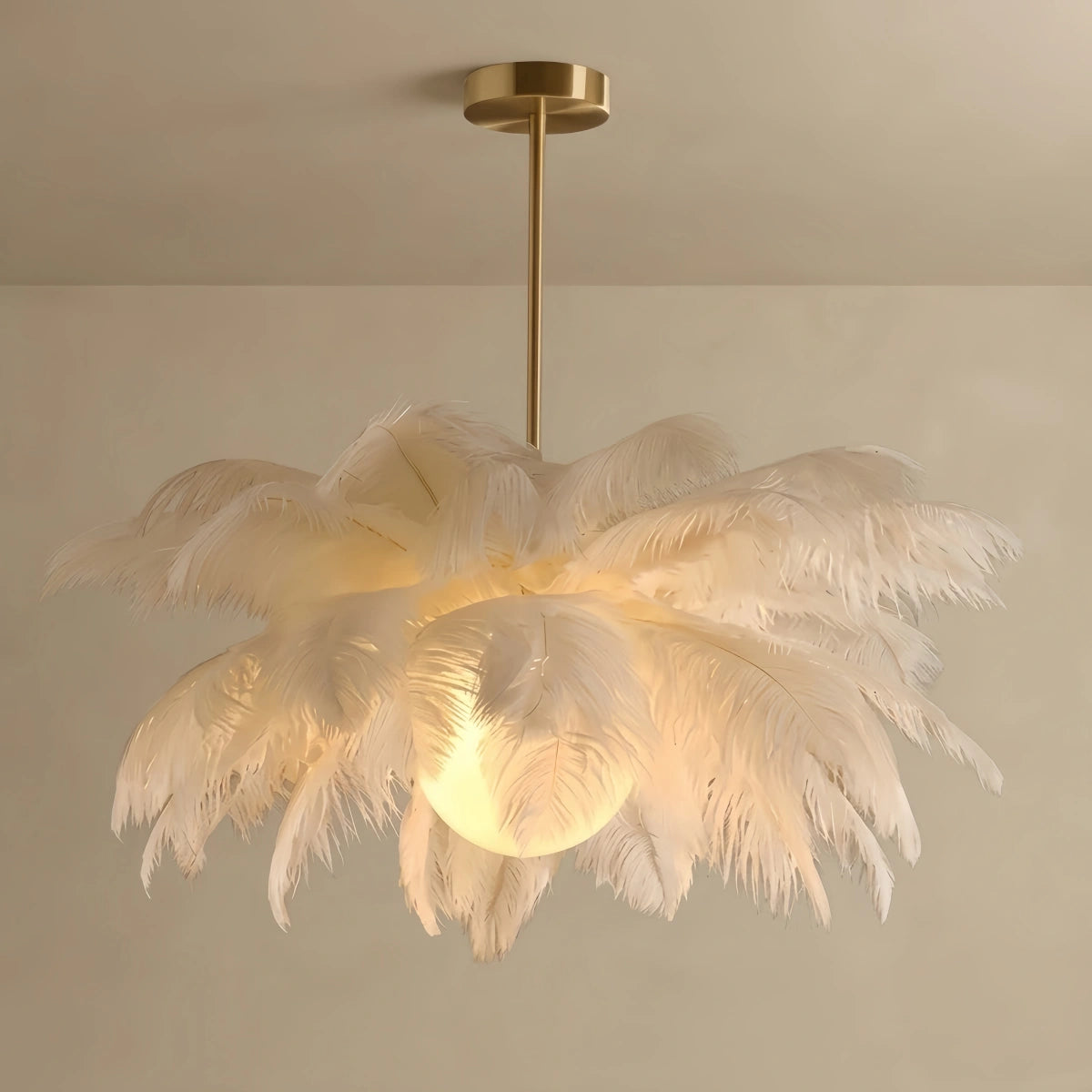 Lunara Art Deco Feather Chandelier – Elegant White for Contemporary Living Room
