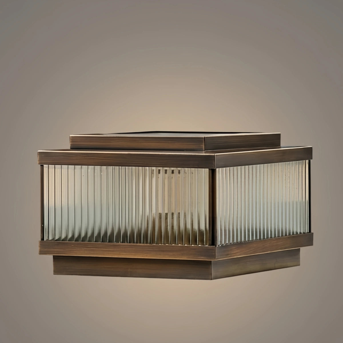 Arcato Modern Solar Garden Lamp - Weather-Resistant Brown Metal Rectangular Garden