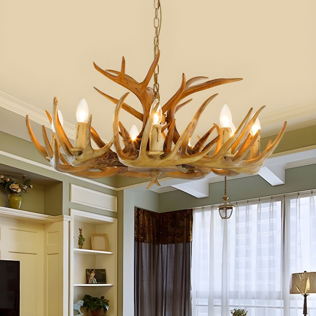 Easter Brown Chandelier Resin Candle Shaped Dining Room