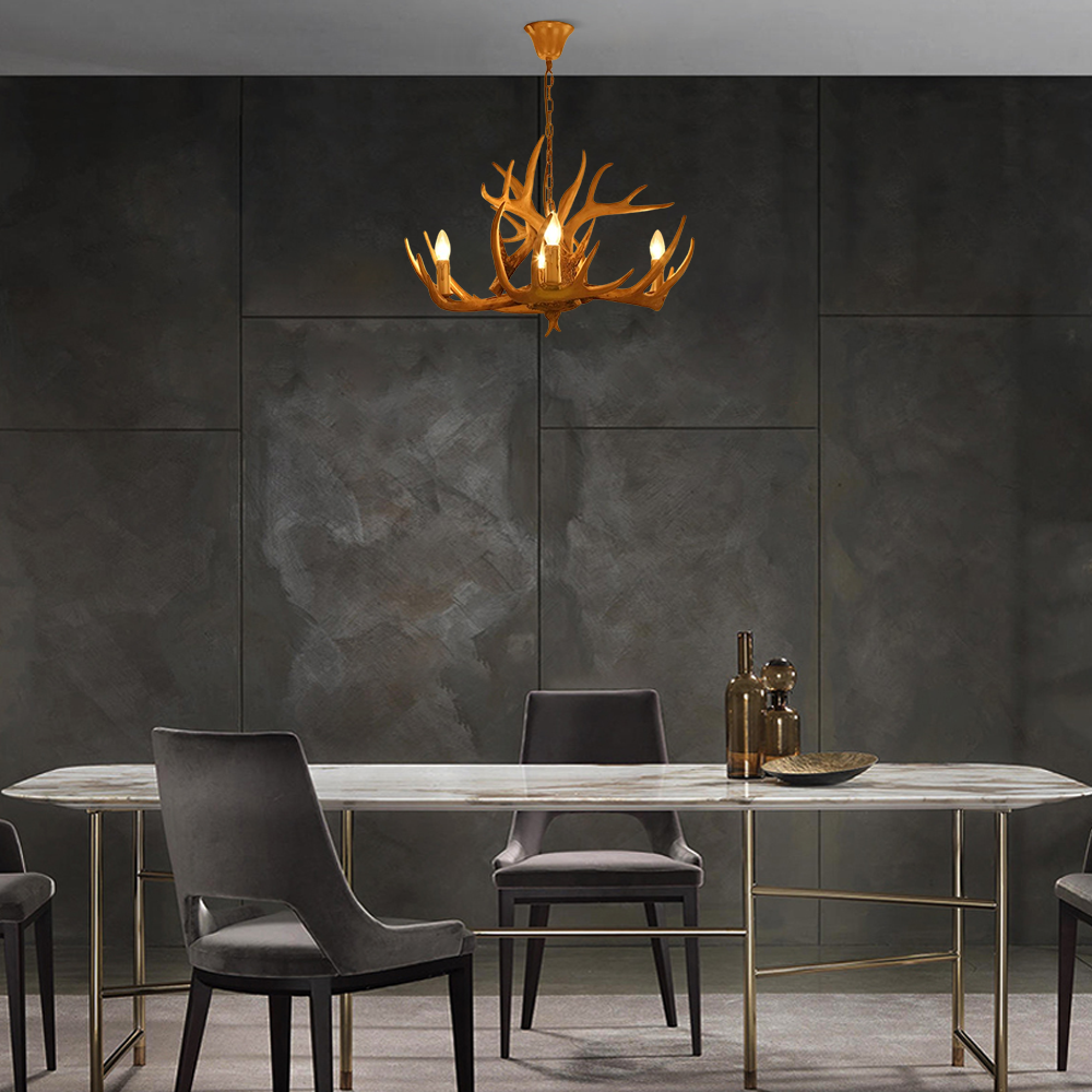 Easter Brown Chandelier Resin Candle Shaped Dining Room