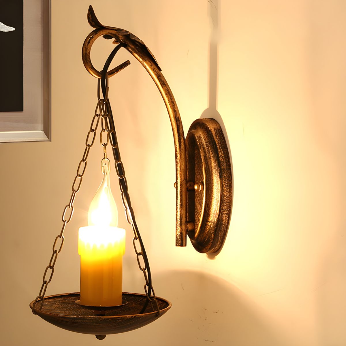 Industrial Easter Candle Copper Metal Wall Lamp Dining Room
