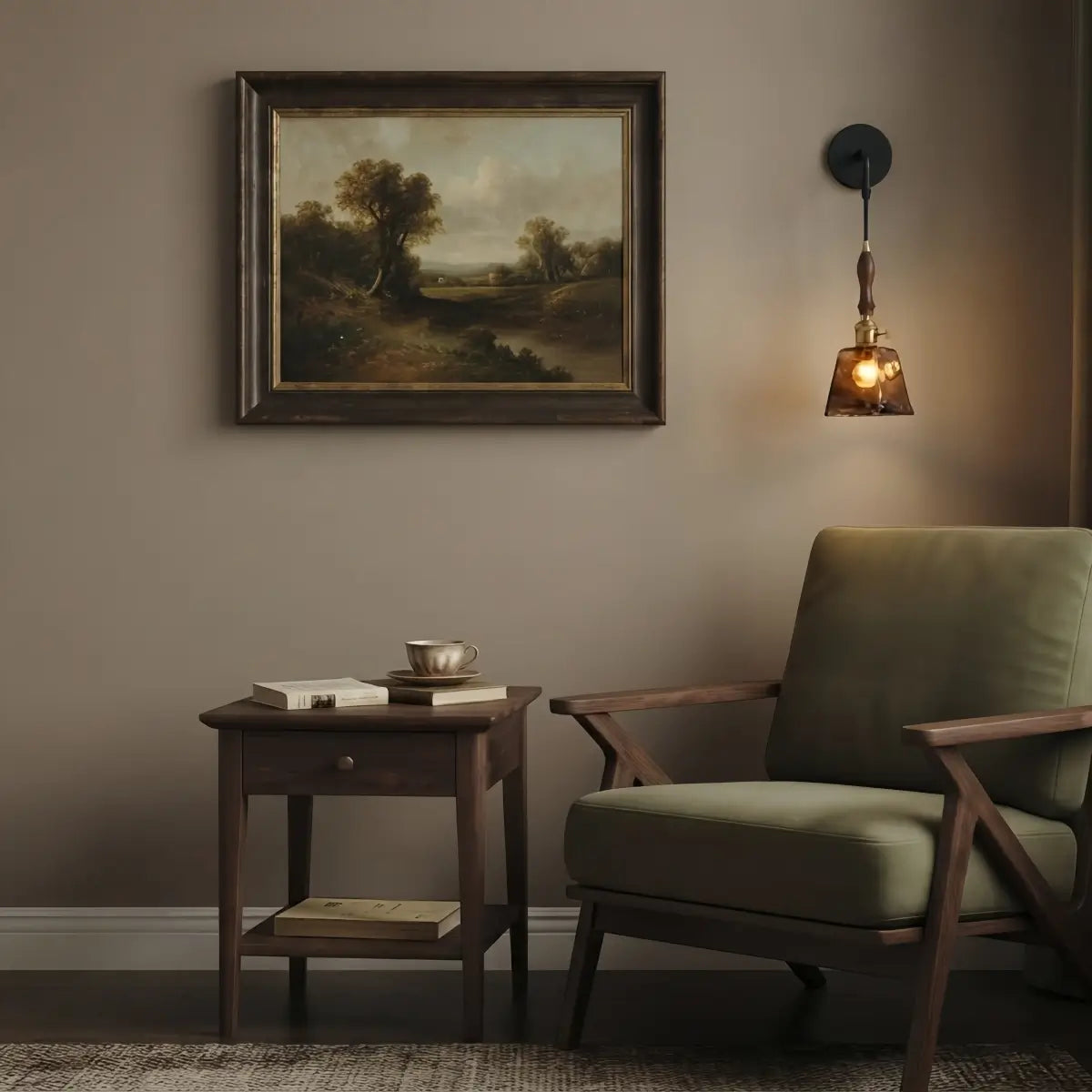 HL010Vetro Mid-Century Wall Lamp -- Amber Glass for Living Room