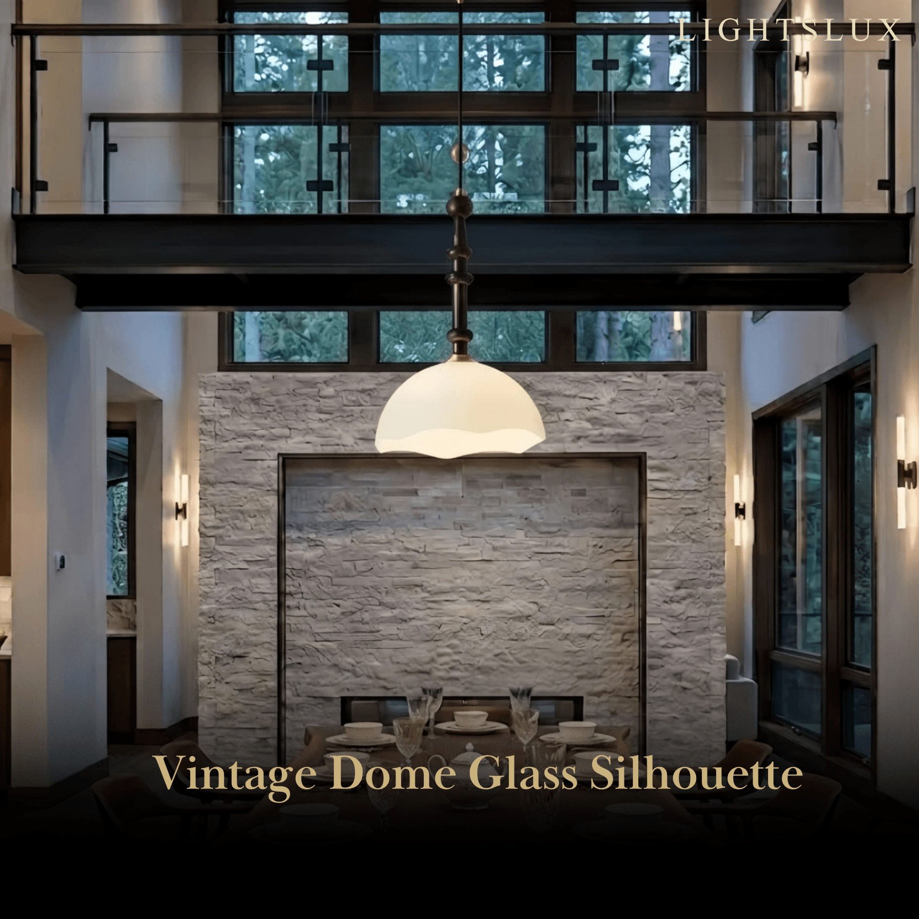Vetro Retro Glass Pendant Light White for Dining Room