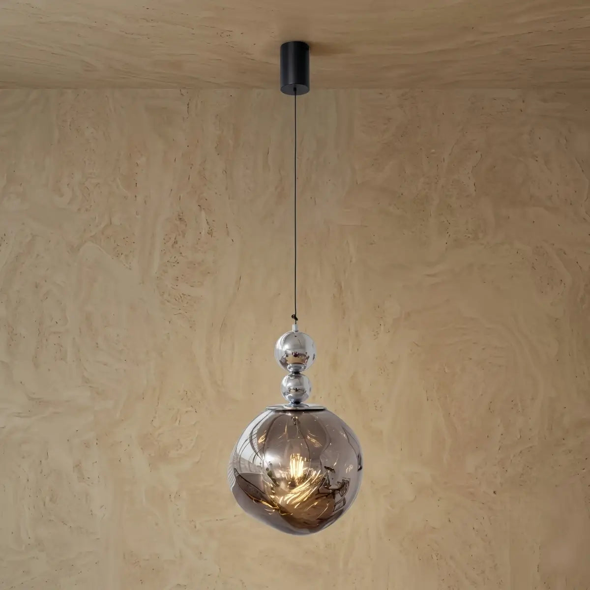 Lunara Modern Pendant Light Acrylic Globe & Carbon Steel for Bedroom