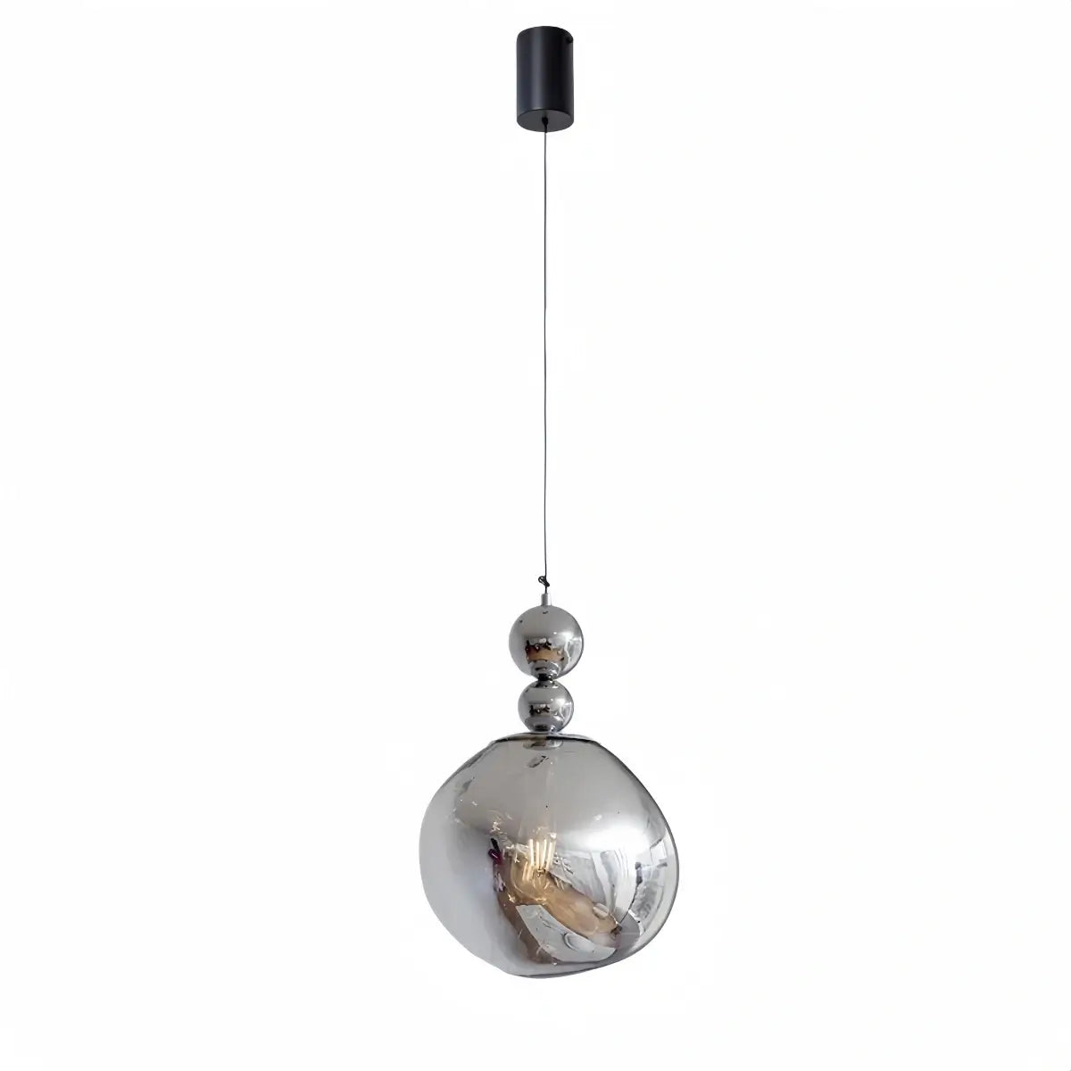 Lunara Modern Pendant Light – Acrylic Globe & Carbon Steel for Bedroom