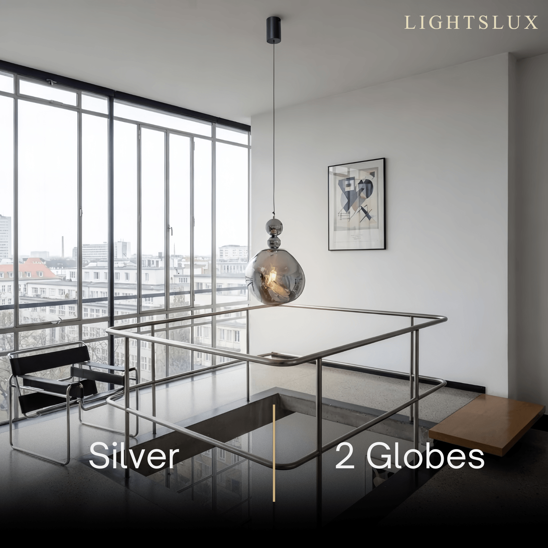 Lunara Modern Pendant Light – Acrylic Globe & Carbon Steel