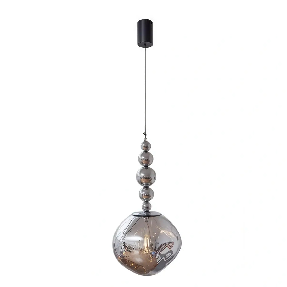 Lunara Modern Pendant Light – Acrylic Globe & Carbon Steel for Bedroom