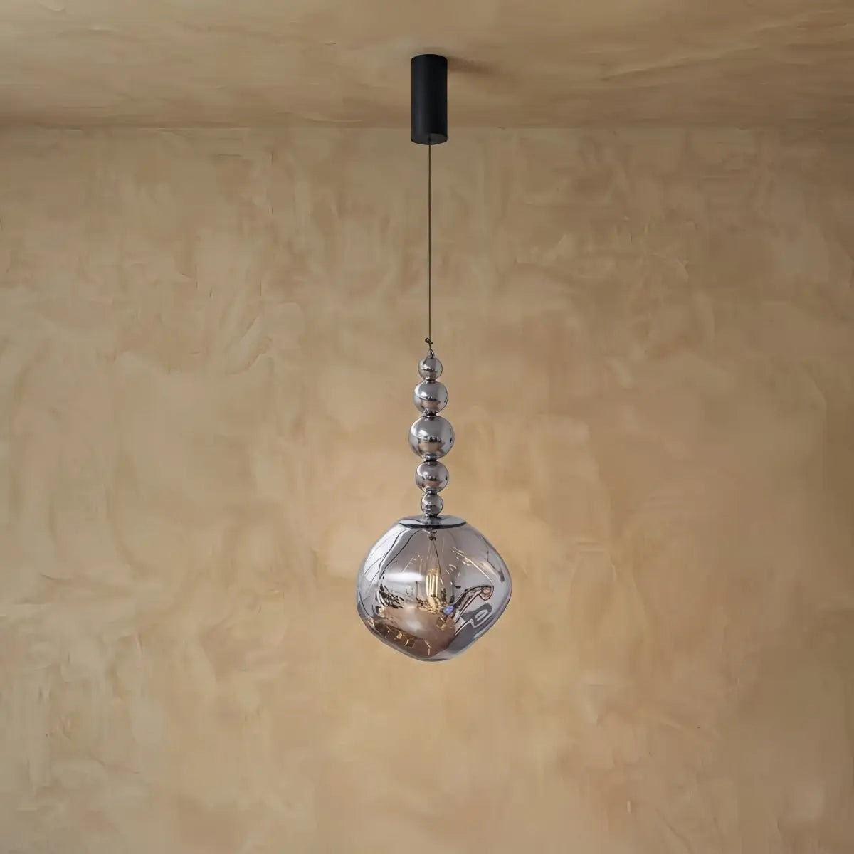 Lunara Modern Pendant Light – Acrylic Globe & Carbon Steel for Bedroom