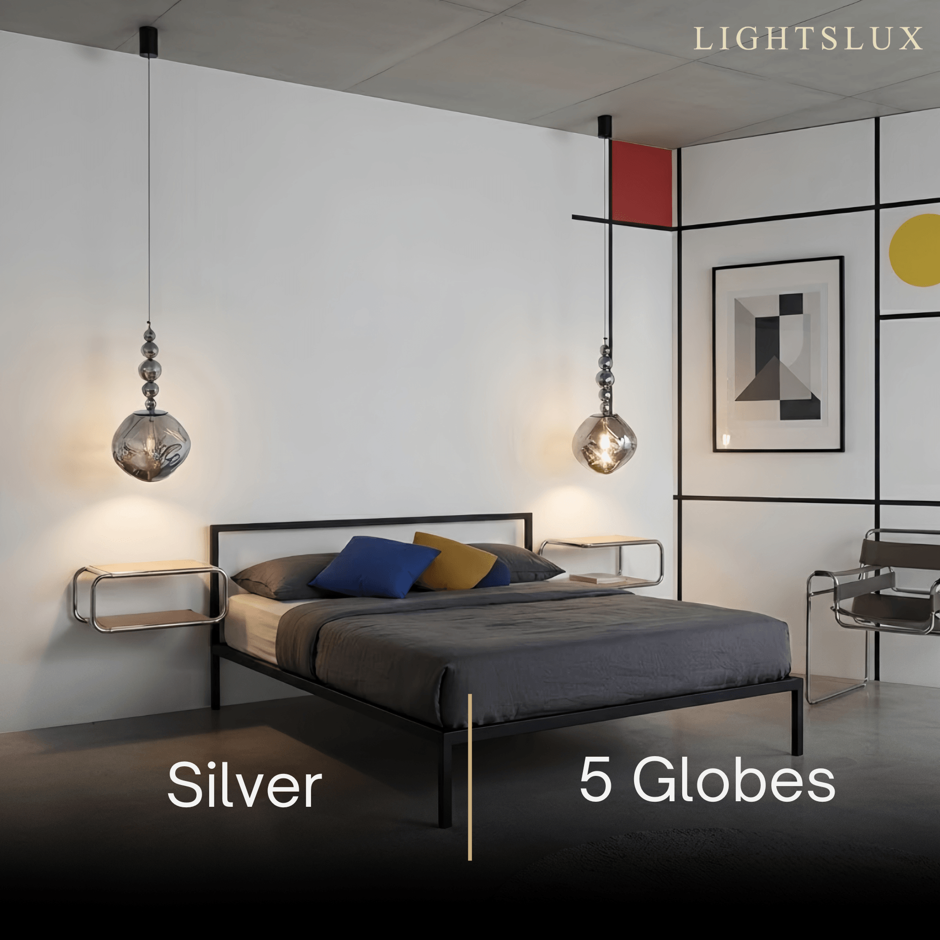 Lunara Modern Pendant Light – Acrylic Globe & Carbon Steel for Bedroom