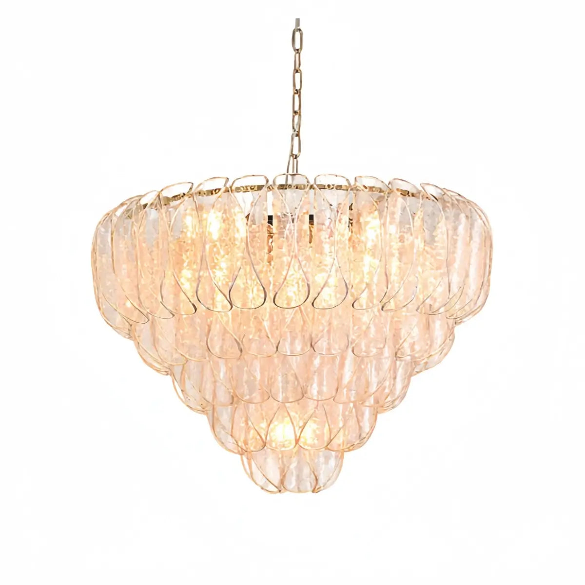 Excelis Luxury Chandelier --Textured Glass & Metal for Living Room