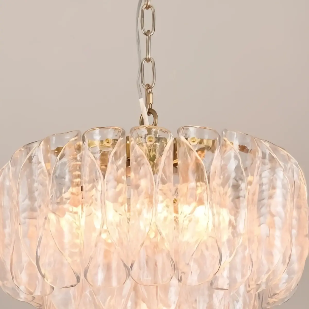 Excelis Luxury Chandelier --Textured Glass & Metal Details