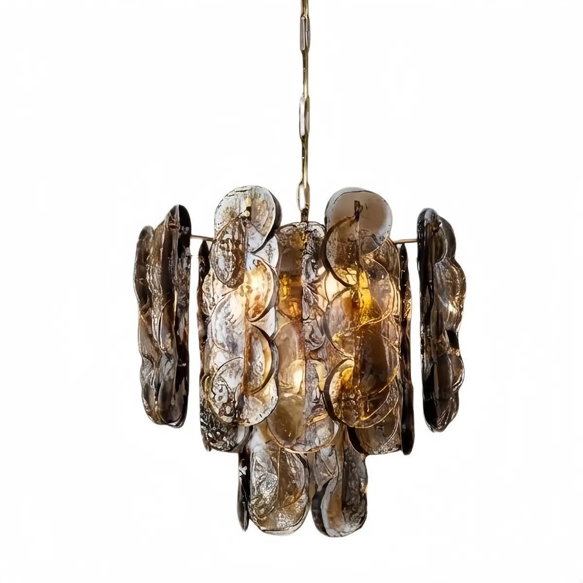 Vetro Vintage Glass Chandelier -- Smoked Gray Murano & Metal for Dining Room