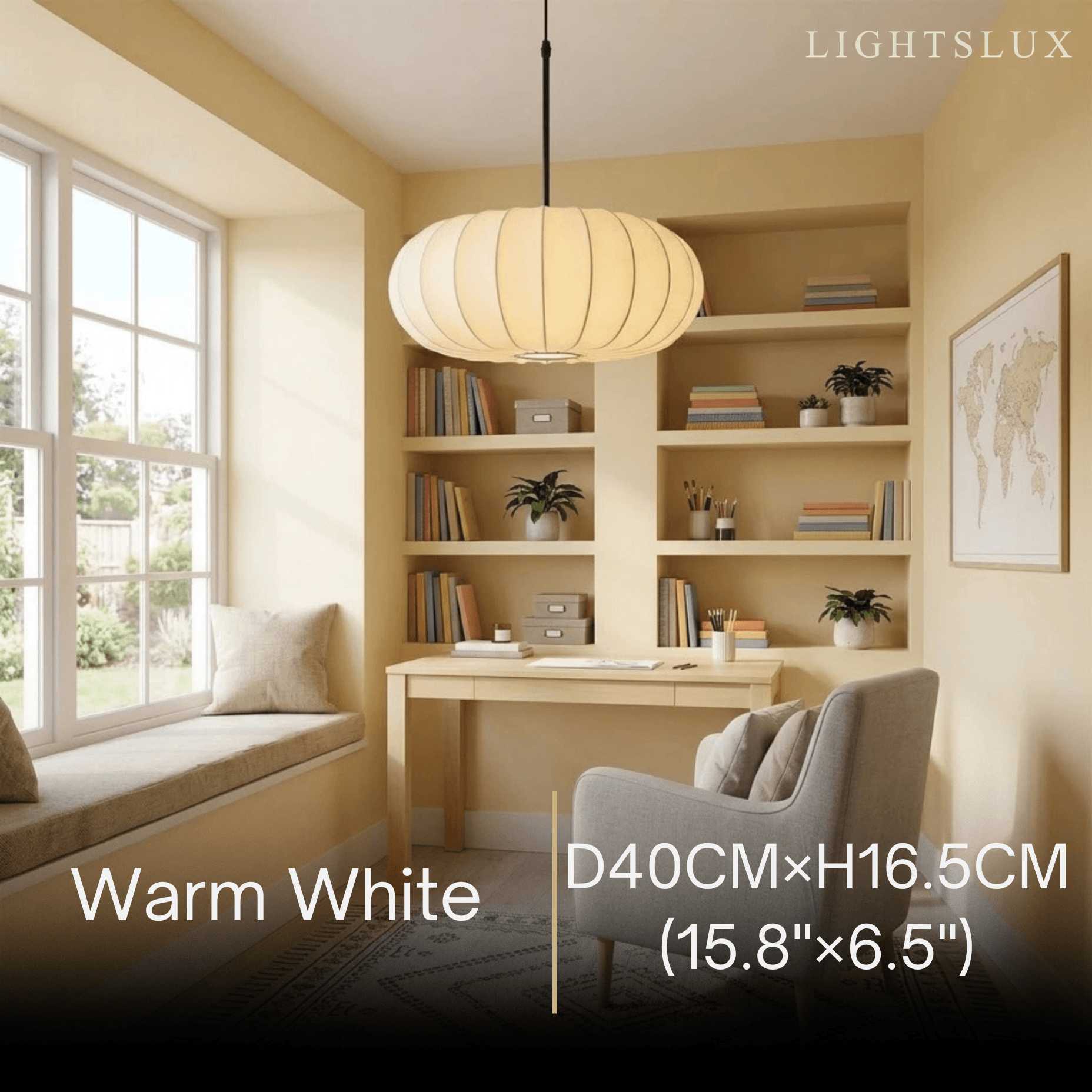 Crema Silk-Look Pumpkin Pendant Lamp cozy light for bedroom & dining