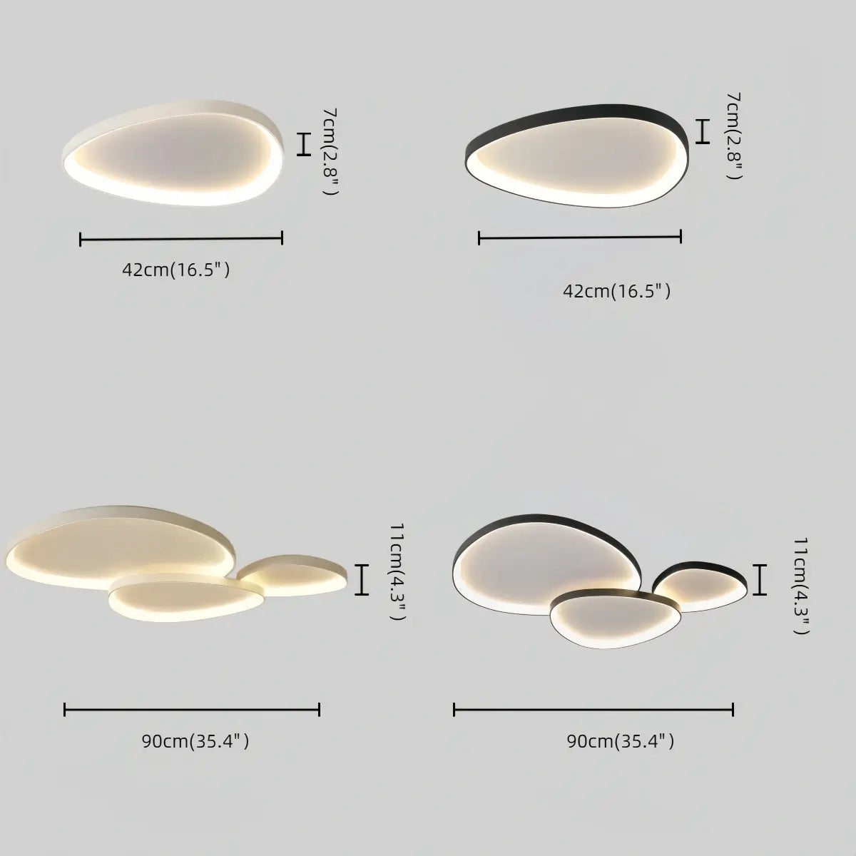 Sandora Minimalist Ceiling Light -- Metal Integrated LED White/Black for Living Room Size