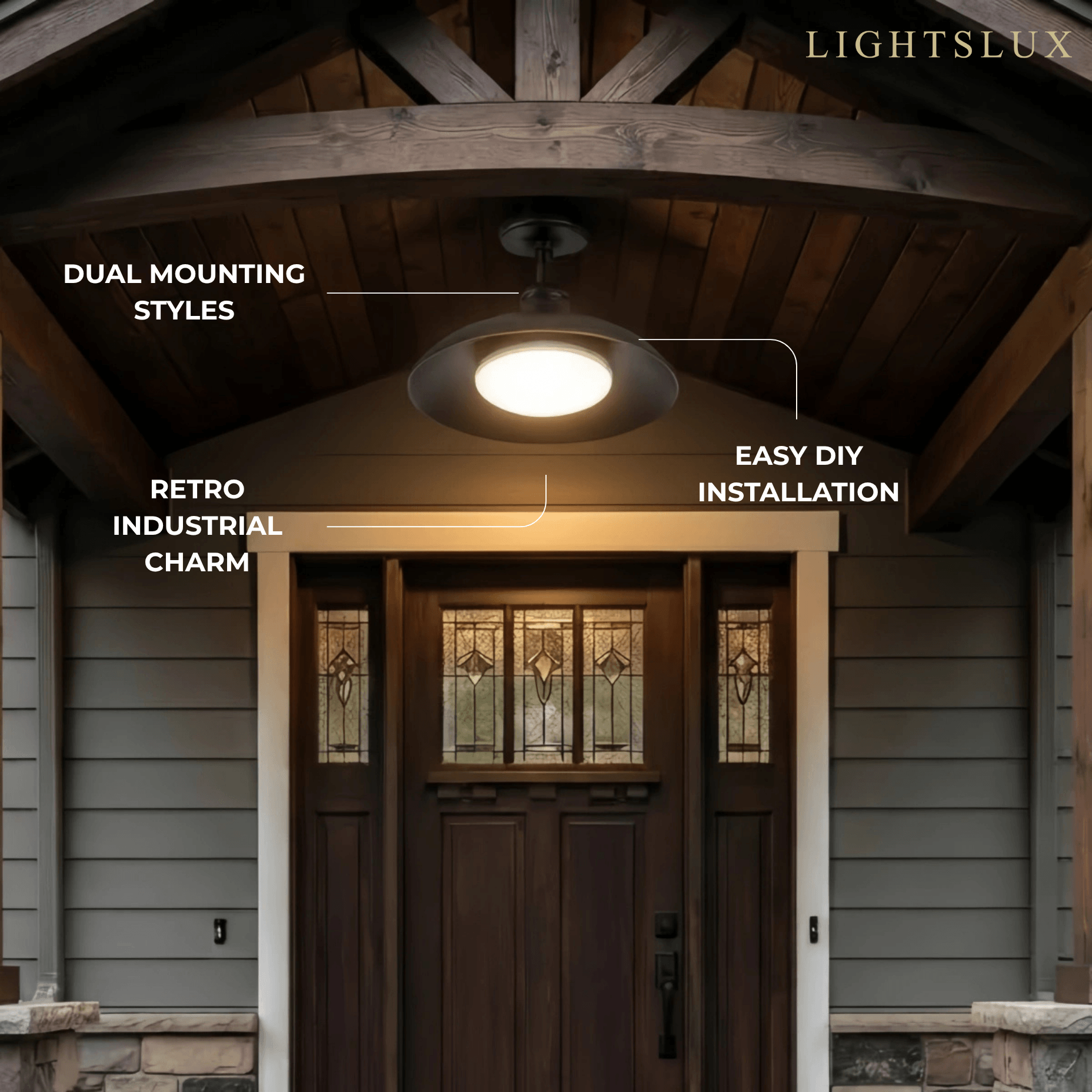 Features Irondale Industrial Waterproof Pendant Light -- Black/Brass Iron for Outdoor Wall