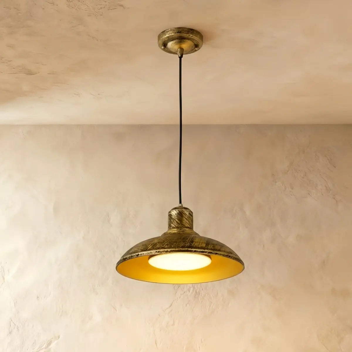 Irondale Industrial Waterproof Pendant Light -- Black/Brass Iron