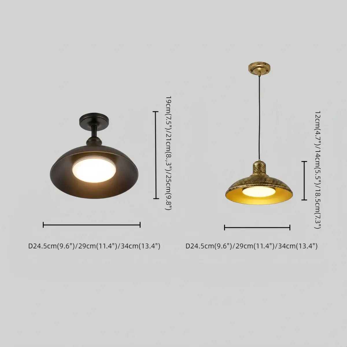 Irondale Industrial Waterproof Pendant Light -- Black/Brass Iron for Outdoor Wall Size