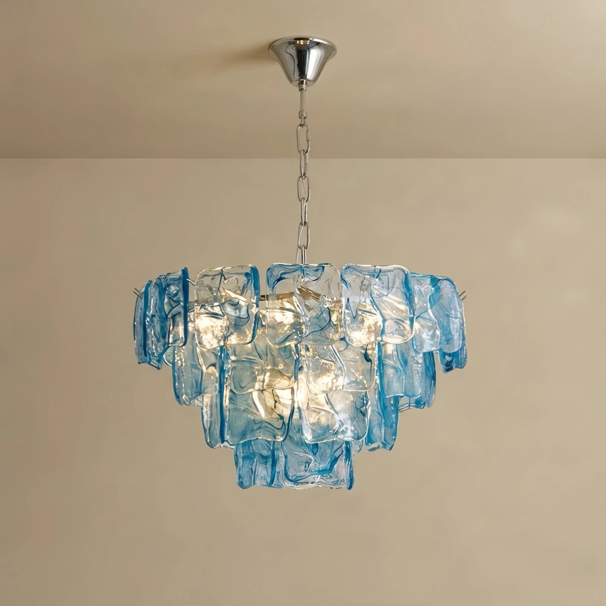 Luxury Branch-Style Tiered Chandelier— Metal & Glass Blue for Dining Room