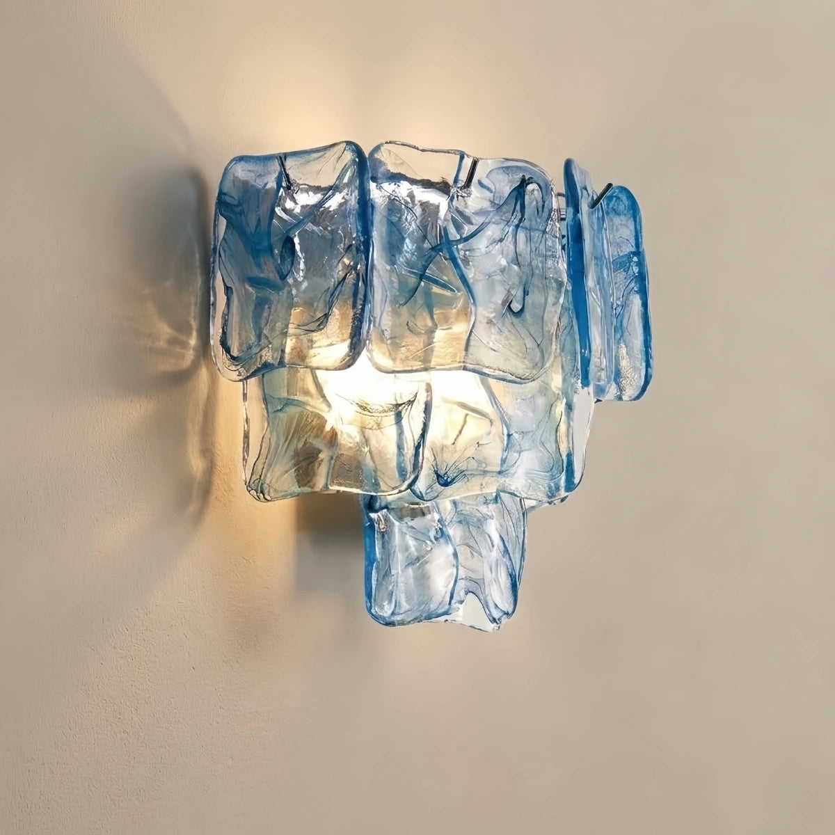 Excelis Luxury Branch-Style Tiered Chandelier— Metal & Glass Blue