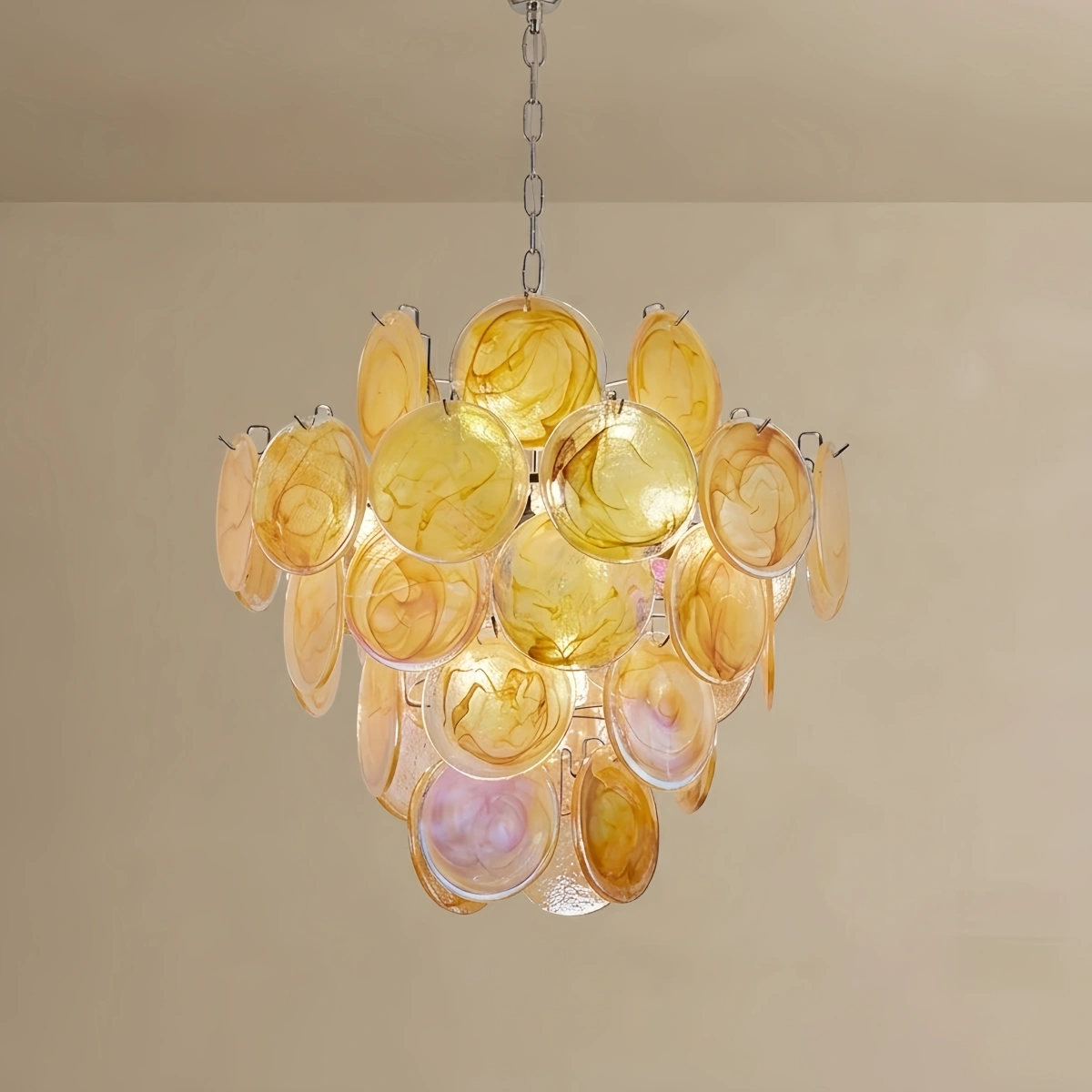 Luxury Chandelier - Iron Glass Crystal with Tri-color LED Multi-color for Living Room