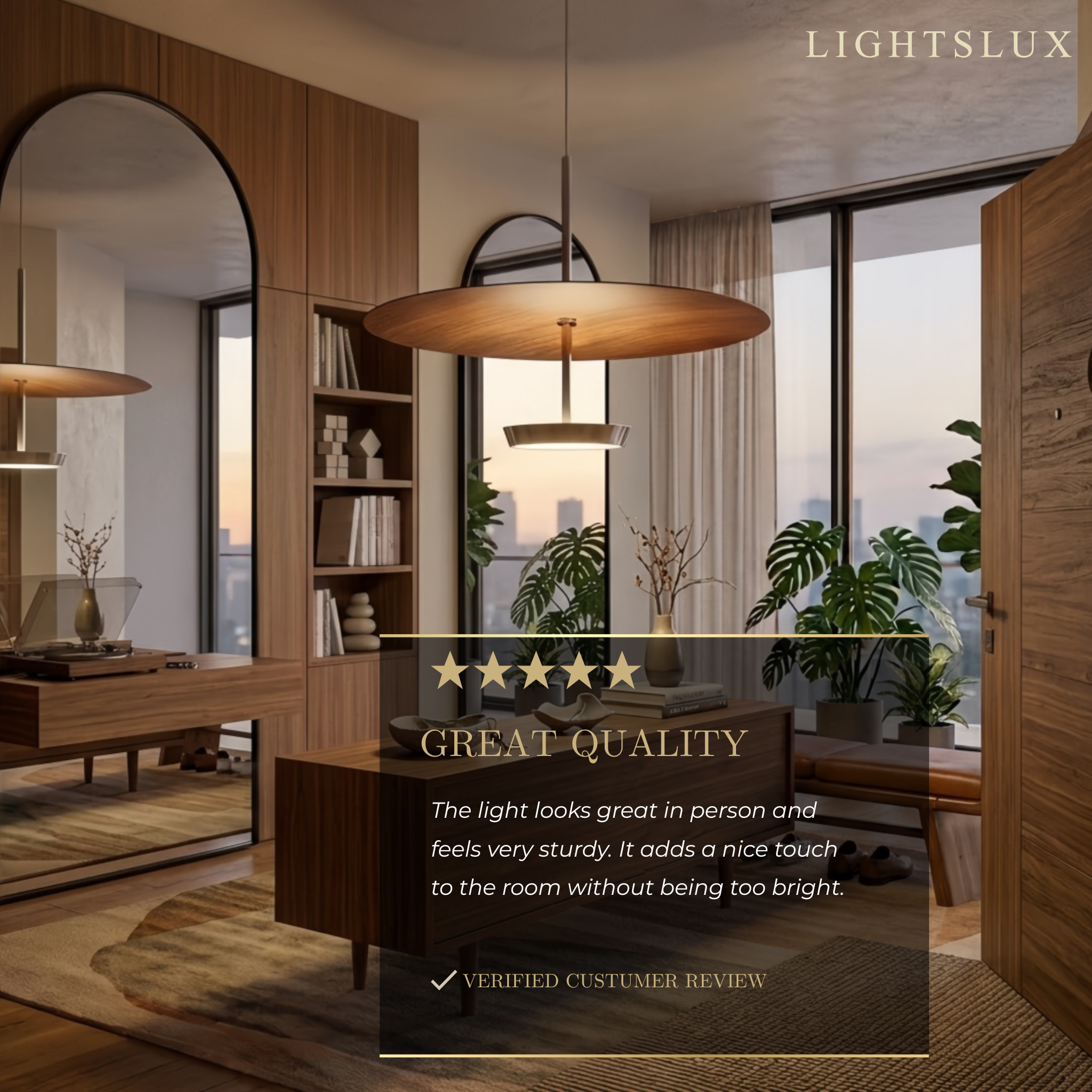 Pendant Light - Aluminum Acrylic Iron - Walnut for Dining Room