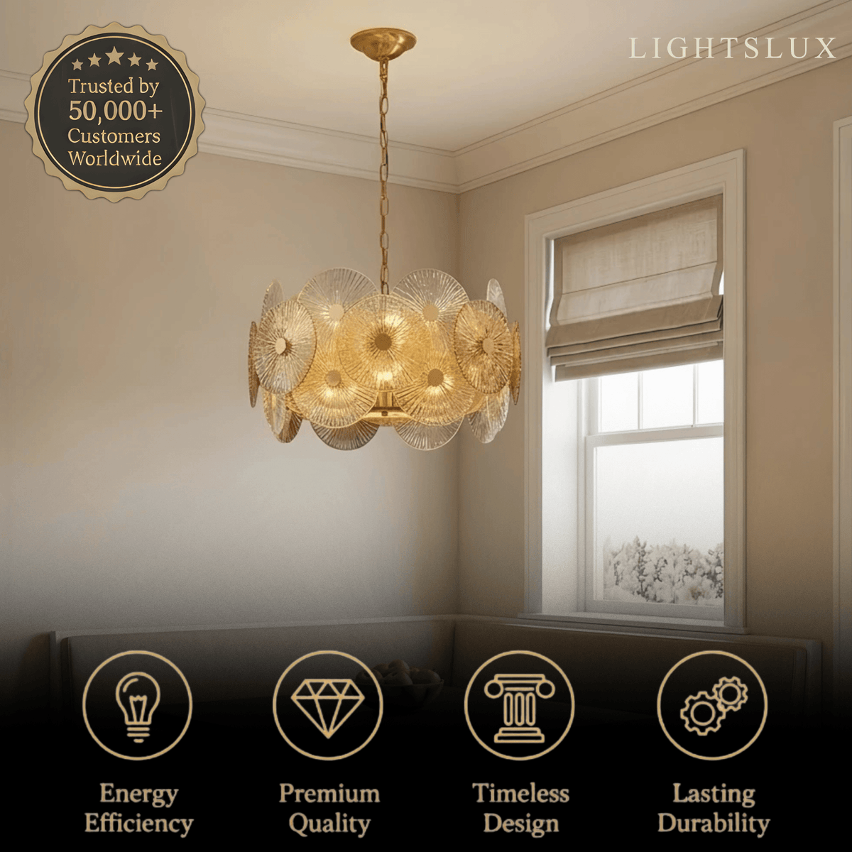 Excelis Modern Pendant Light- Glass Metal for Dining & Living