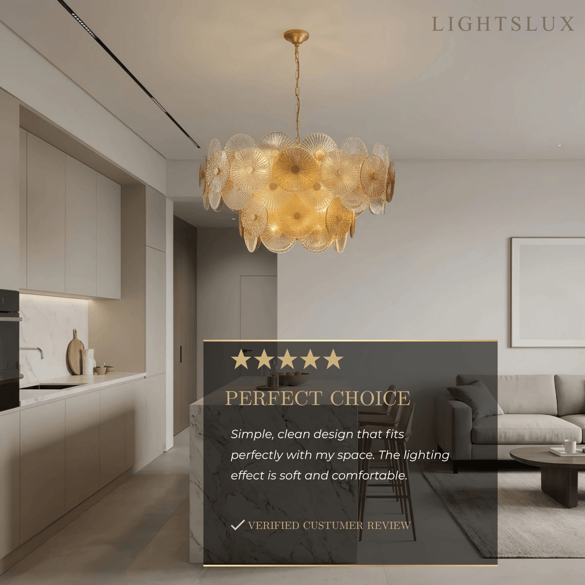 Excelis Modern Pendant Light- Glass Metal for Dining & Living