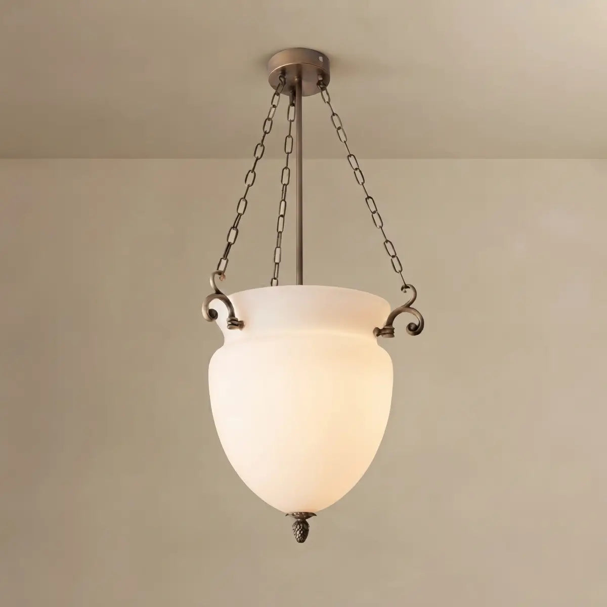 Vetro Vintage Glass Pendant Light – Brass Chain with White for Dining Ro