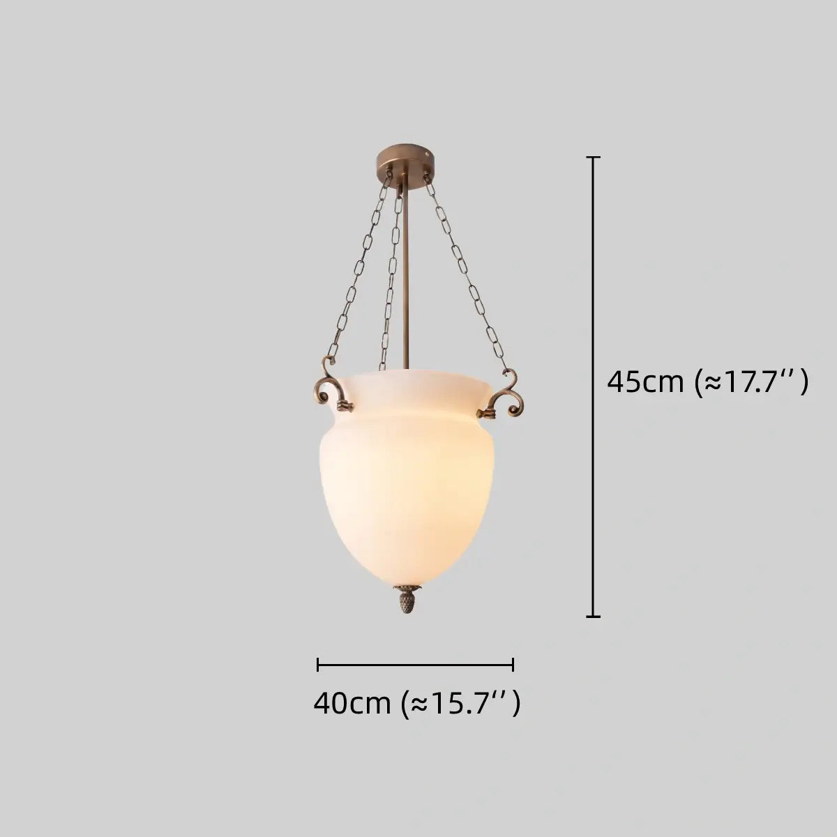 Vetro Vintage Glass Pendant Light – Brass Chain with White for Dining SIZE