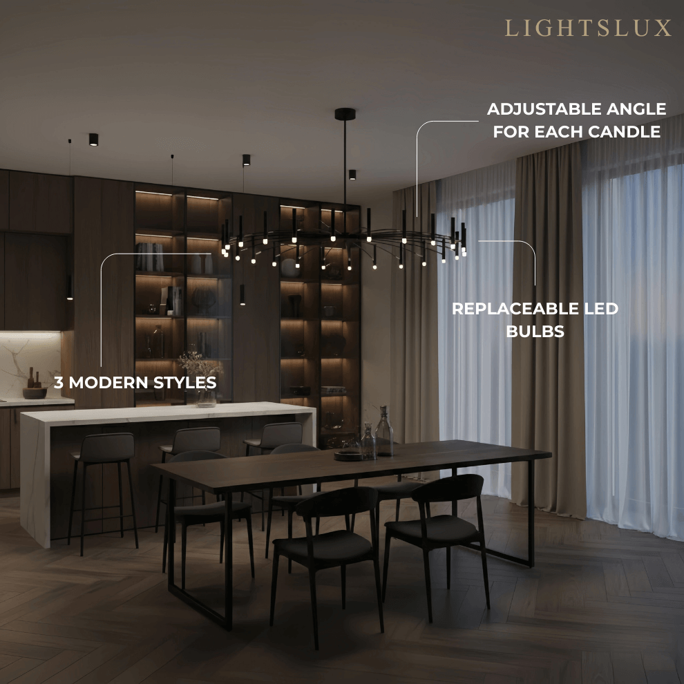 Contemporary Candle Chandelier with Adjustable
